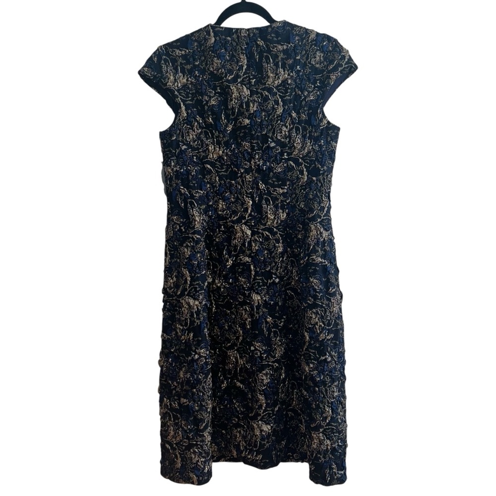 NEW NWT Teri Jon By Rickie Freeman Cap Sleeve Metallic Jacquard Cocktail Dress - Picture 7 of 12